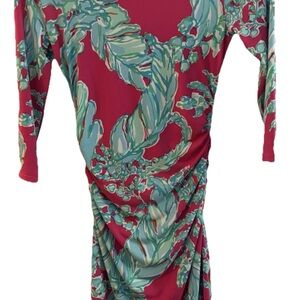 Lilly Pulitzer Madison Dress Womens Small pink Capri‎ Long Sleeve Jersey Stretch